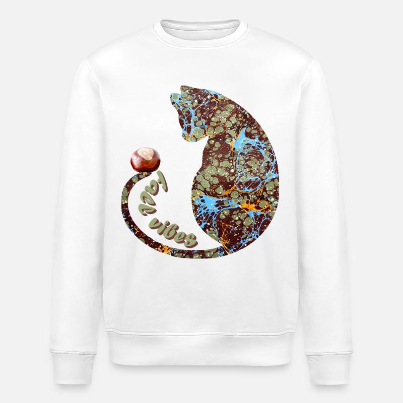 Cat with chestnut E 85 - Stanley/Stella ROLLER Unisex Organic Sweatshirt - white