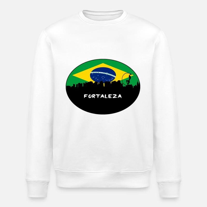 Fortaleza-Brasilien-Flaggen-Skyline-Schattenbild-Reise - Stanley/Stella Unisex Bio-Sweatshirt ROLLER - Weiß