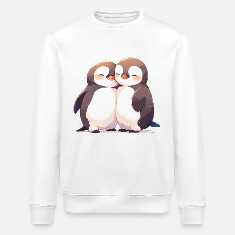 Pingouin Coeur Amour Mignon Câlin Pingouin Amour - Sweat bio ROLLER Stanley/Stella Unisexe - blanc