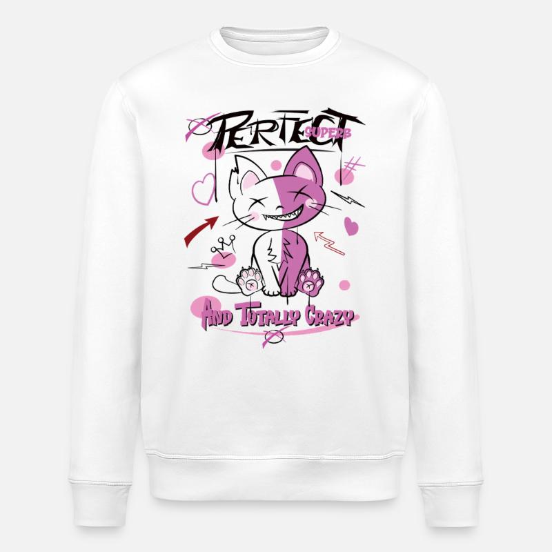 Chat, Parfait Et Fou, Graffiti - Sweat bio ROLLER Stanley/Stella Unisexe - blanc