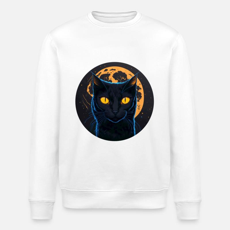 Chat noir Halloween - Sweat bio ROLLER Stanley/Stella Unisexe - blanc