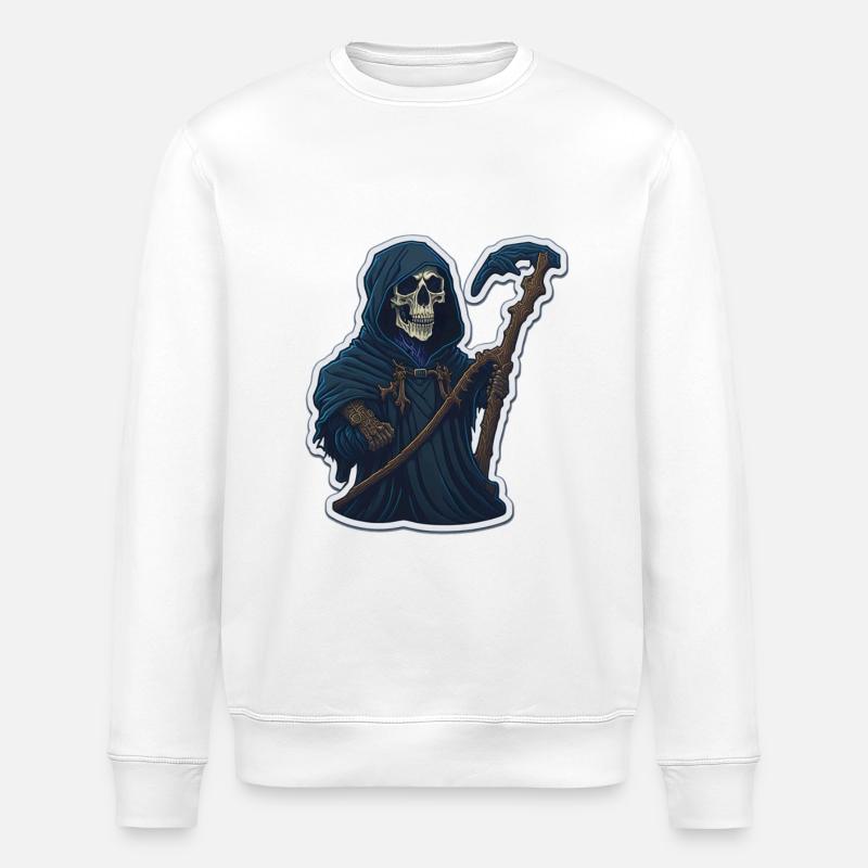 Sensenmann-Totenkopf-Halloween - Stanley/Stella Unisex Bio-Sweatshirt ROLLER - Weiß