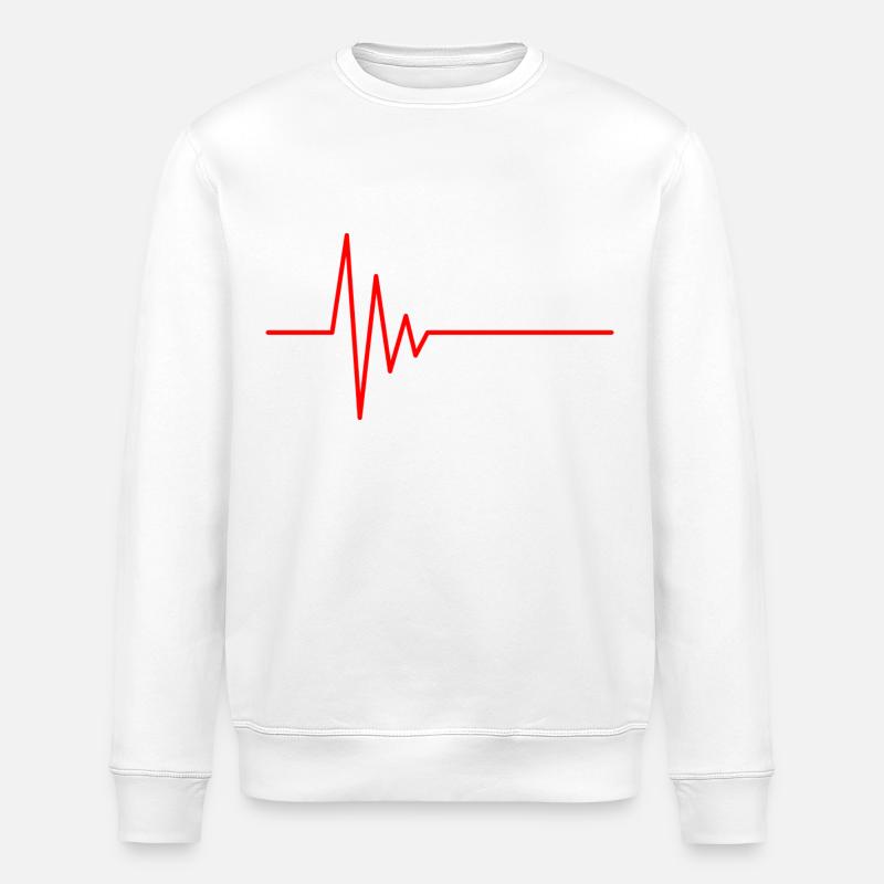 EKG Herzschlag Rot - Stanley/Stella Unisex Bio-Sweatshirt ROLLER - Weiß