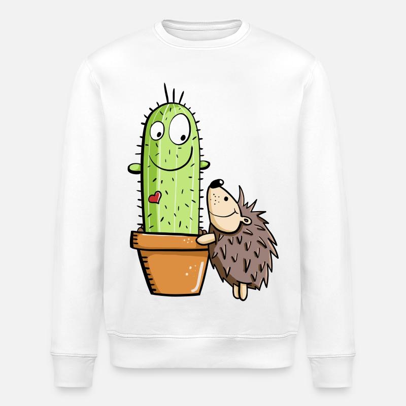 Hérisson et cactus amoureux - Sweat bio ROLLER Stanley/Stella Unisexe - blanc