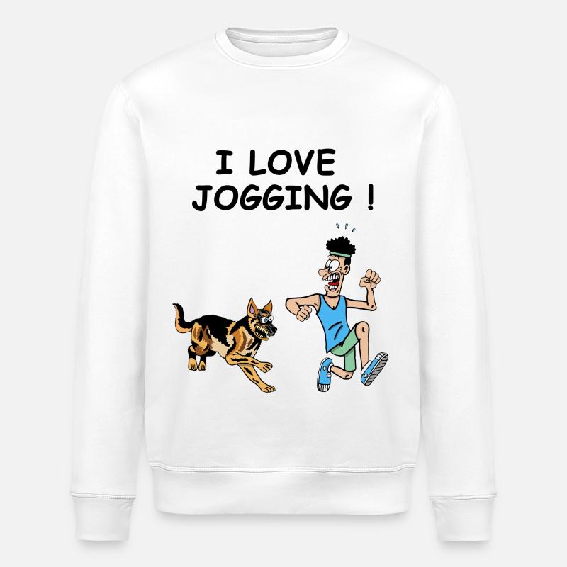 Jogger und Hund - Stanley/Stella Unisex Bio-Sweatshirt ROLLER - Weiß