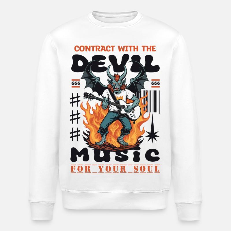 Devil Rock Music - Stanley/Stella ROLLER Unisex Organic Sweatshirt - white