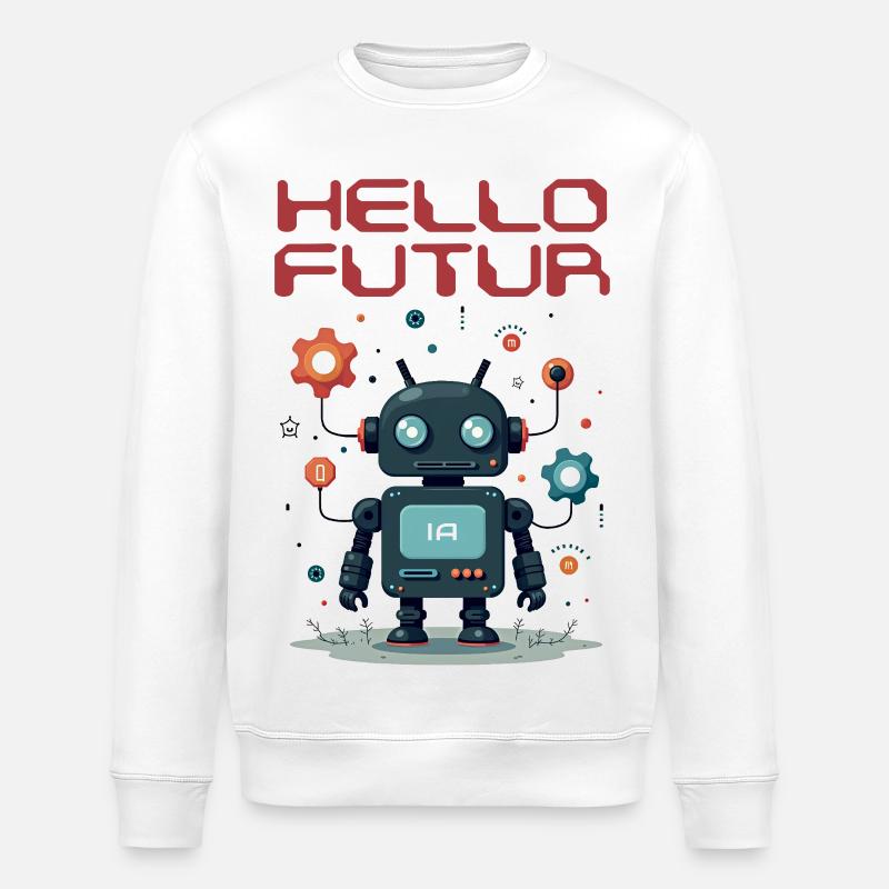 Hello Future Character by Helfspawn - Stanley/Stella ROLLER Unisex Organic Sweatshirt - white