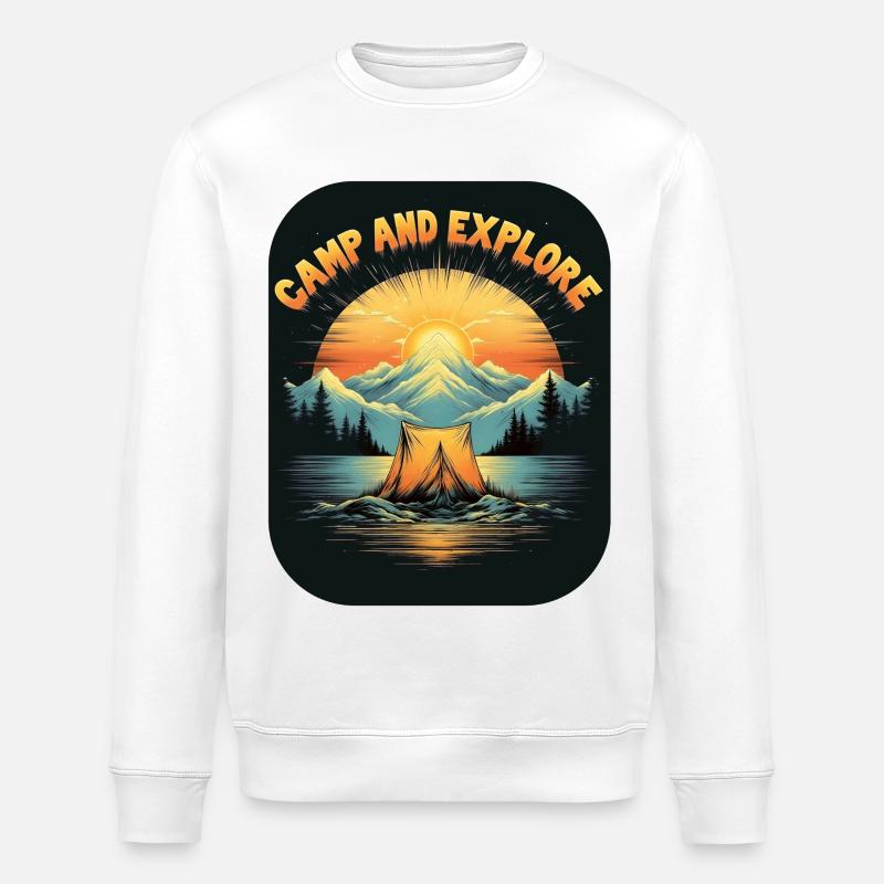 Retro Camping - Camp and Explorer - Stanley/Stella Unisex Bio-Sweatshirt ROLLER - Weiß
