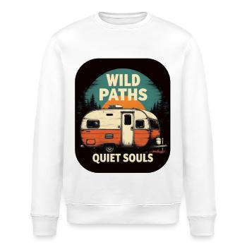Camping live - Wild Paths Quiet Souls Camper Art - Stanley/Stella Unisex Bio-Sweatshirt ROLLER - Weiß - Vorne - Nik (191cm)
