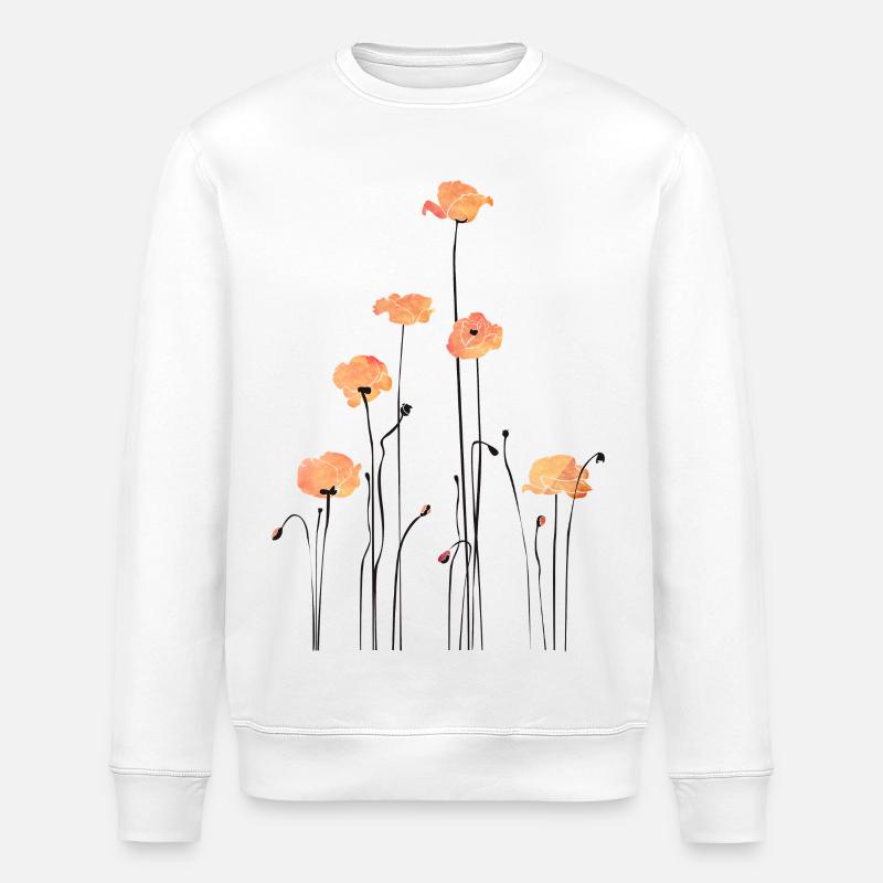 Illustration de coquelicots à l’aquarelle - Sweat bio ROLLER Stanley/Stella Unisexe - blanc