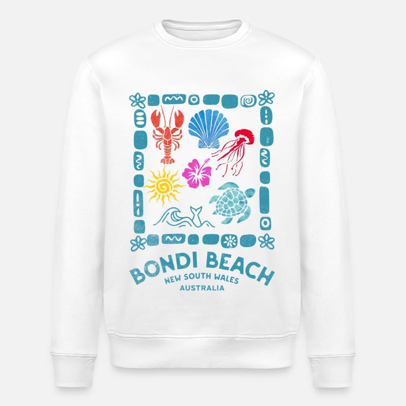 Bondi Beach Pattern Australia - Stanley/Stella ROLLER Unisex Organic Sweatshirt - white