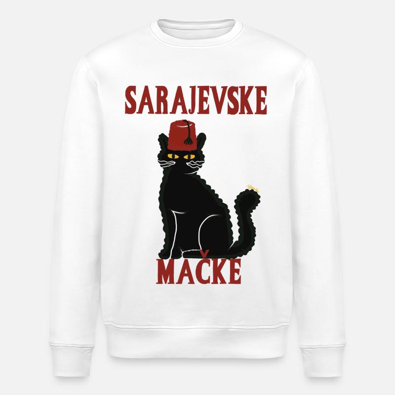 Chat Sarajevo Fez - Sweat bio ROLLER Stanley/Stella Unisexe - blanc