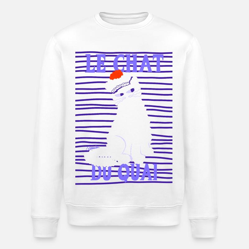 Chat Blanc du Quai - Sweat bio ROLLER Stanley/Stella Unisexe - blanc