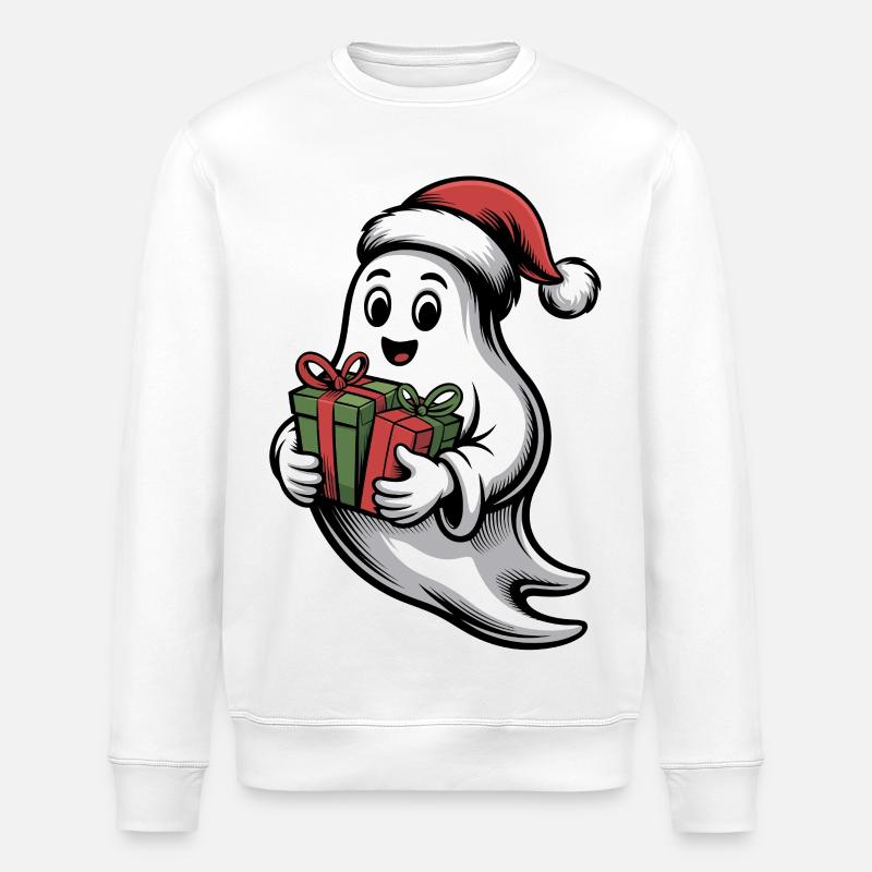 Weihnachtsgeist mit Geschenk - Sweat bio ROLLER Stanley/Stella Unisexe - blanc