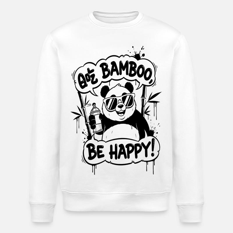 Panda Graffiti Be Happy - Sweat bio ROLLER Stanley/Stella Unisexe - blanc