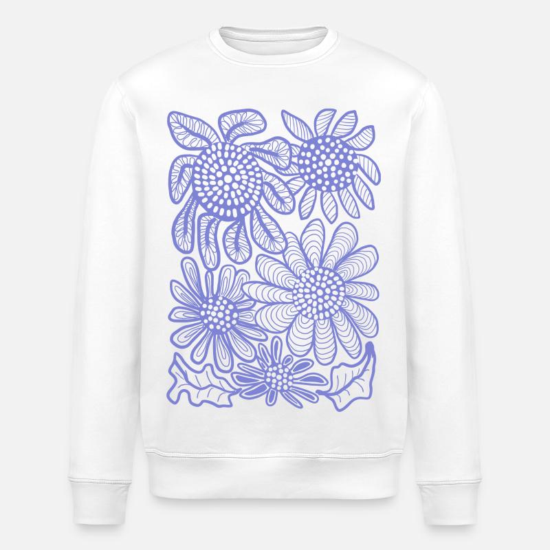 Floral Linework Bloom - Stanley/Stella ROLLER Unisex Organic Sweatshirt - white