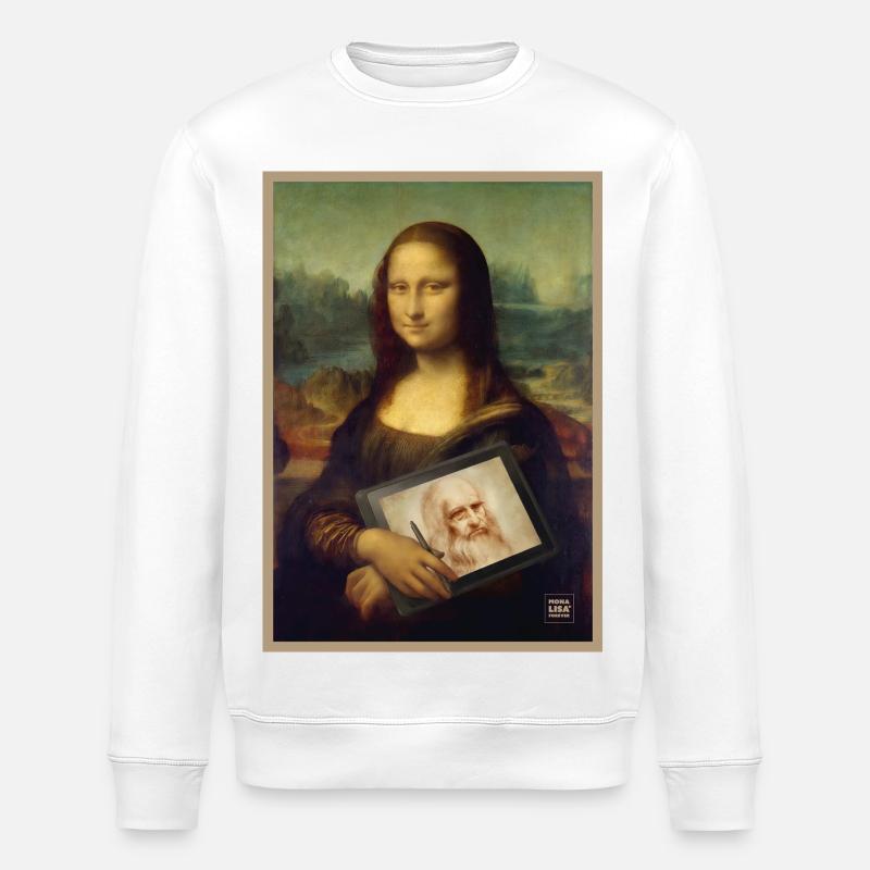 Mona Lisa Tablet Sketch Mashup - Stanley/Stella ROLLER Unisex Organic Sweatshirt - white