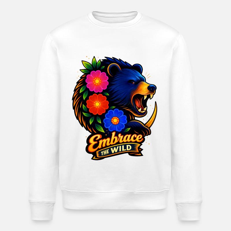 Wildnisumarmung mit Blumen - Stanley/Stella Unisex Bio-Sweatshirt ROLLER - Weiß