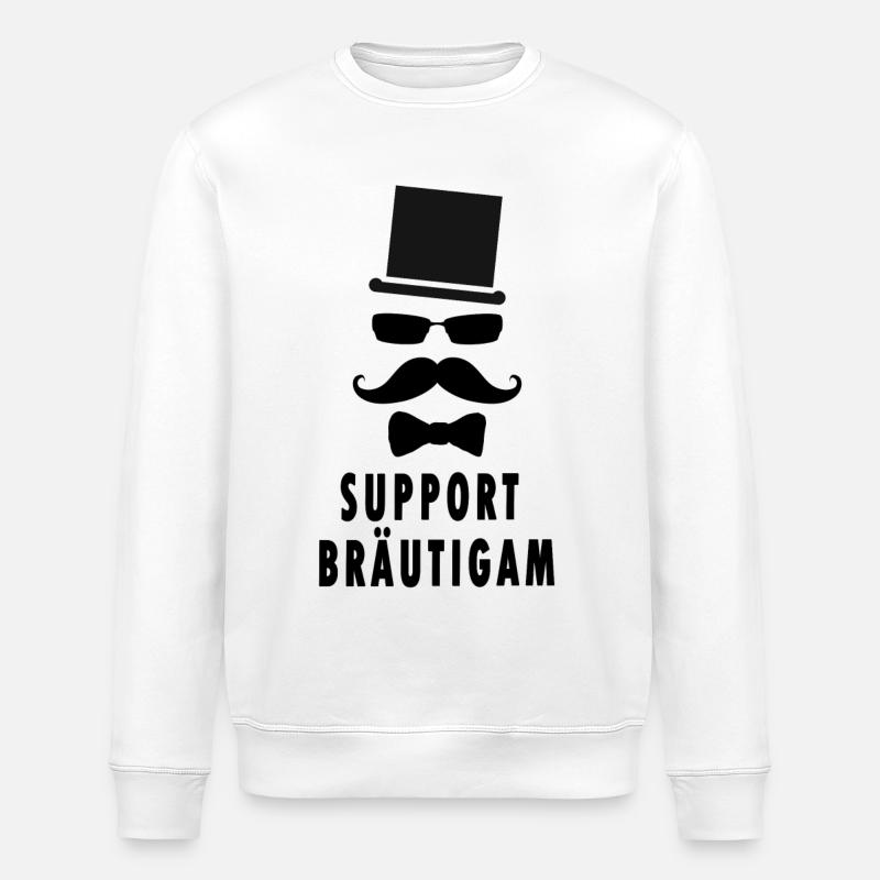 Bräutigam Support Hochzeit, Ehe - Stanley/Stella Unisex Bio-Sweatshirt ROLLER - Weiß