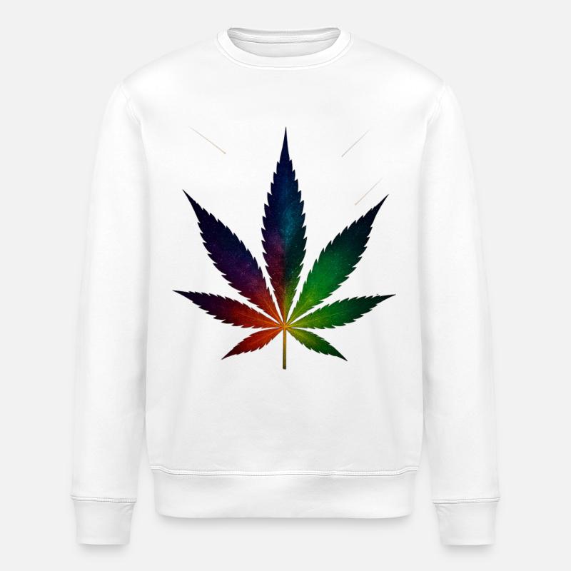 Galaxy Hanfblatt mit Sternschnuppen - Stanley/Stella Unisex Bio-Sweatshirt ROLLER - Weiß