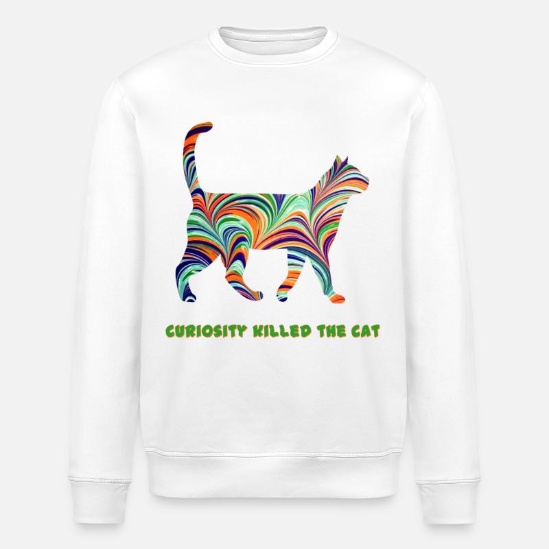 Cat with saying E 7 - Stanley/Stella ROLLER Unisex Organic Sweatshirt - white