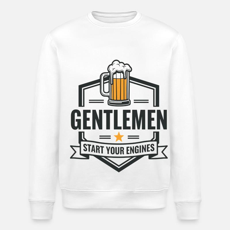 Gentlemen & Beer – Start Your Engines - Stanley/Stella ROLLER Unisex Organic Sweatshirt - white
