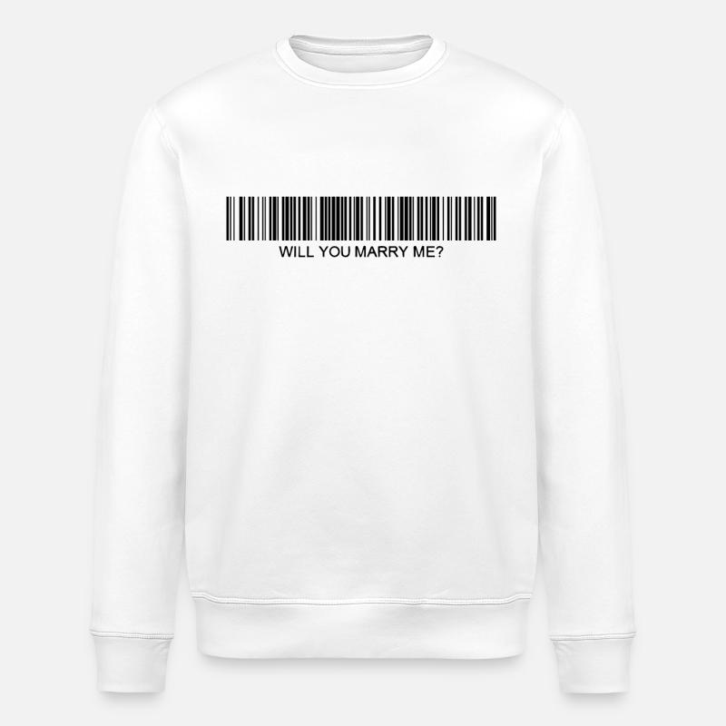 Heiratest du mich Strichcode - Stanley/Stella Unisex Bio-Sweatshirt ROLLER - Weiß