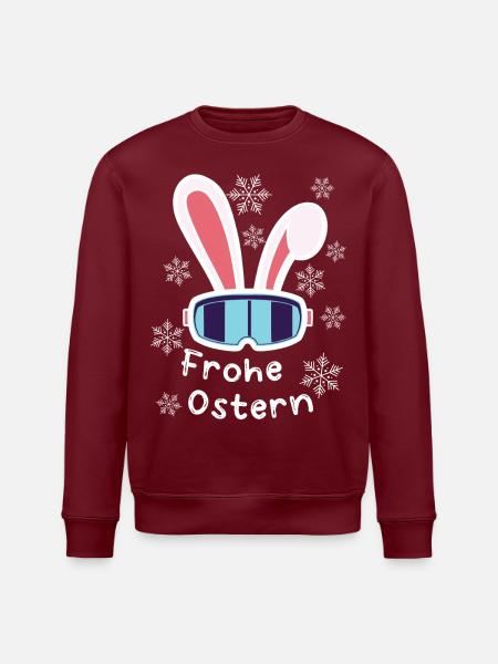 Skihase "Frohe Ostern" Osterhase Skifahren Urlaub - Stanley/Stella Unisex Bio-Sweatshirt ROLLER - Weiß