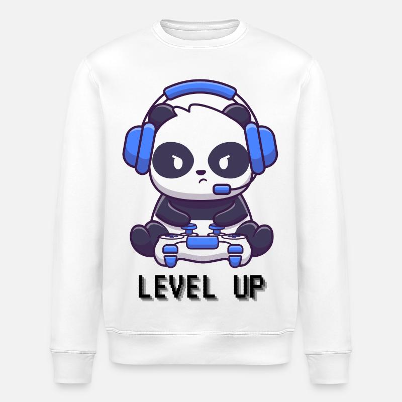 Level Up Panda - Stanley/Stella Unisex Bio-Sweatshirt ROLLER - Weiß
