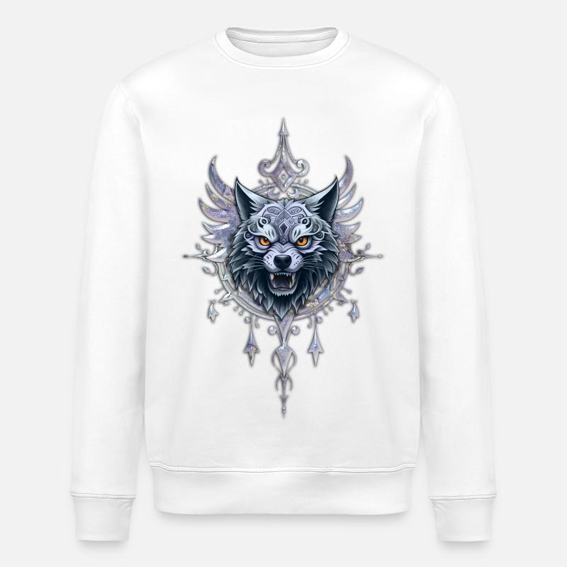 Mystical wolf's head. - Stanley/Stella ROLLER Unisex Organic Sweatshirt - white
