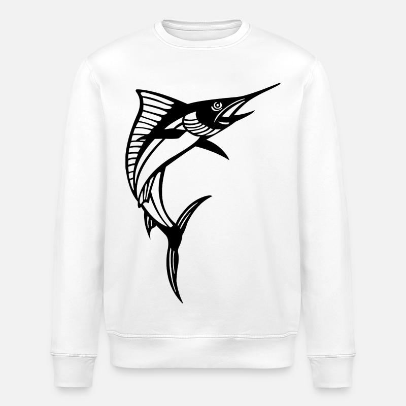 Schwarzer Schwertfisch - Stanley/Stella Unisex Bio-Sweatshirt ROLLER - Weiß