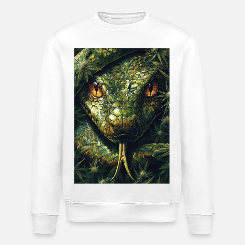 Snake Eye with Leaf Pattern - Stanley/Stella ROLLER Unisex Organic Sweatshirt - white