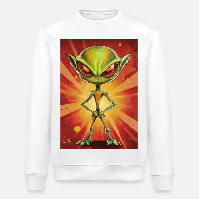 Little alien in explosion light - Stanley/Stella ROLLER Unisex Organic Sweatshirt - white
