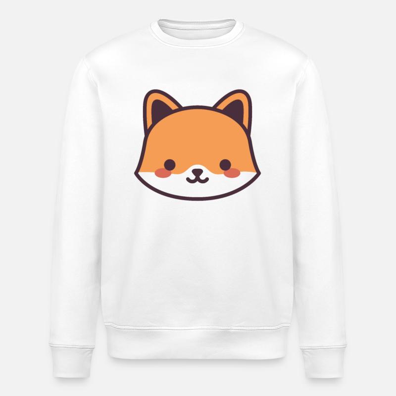 Fox kawaii - Stanley/Stella ROLLER Unisex Organic Sweatshirt - white