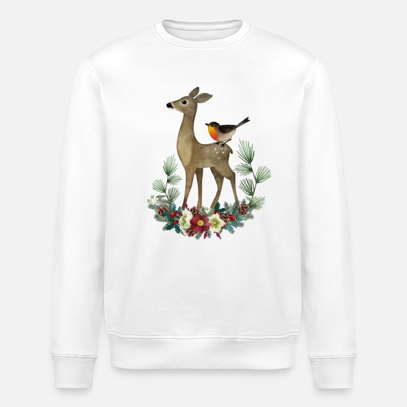 Reh Wald Motiv - Stanley/Stella Unisex Bio-Sweatshirt ROLLER - Weiß