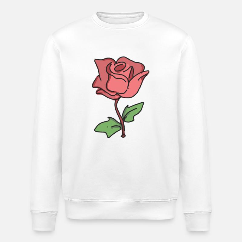 Rose Red Rose Hand-drawn - Stanley/Stella ROLLER Unisex Organic Sweatshirt - white