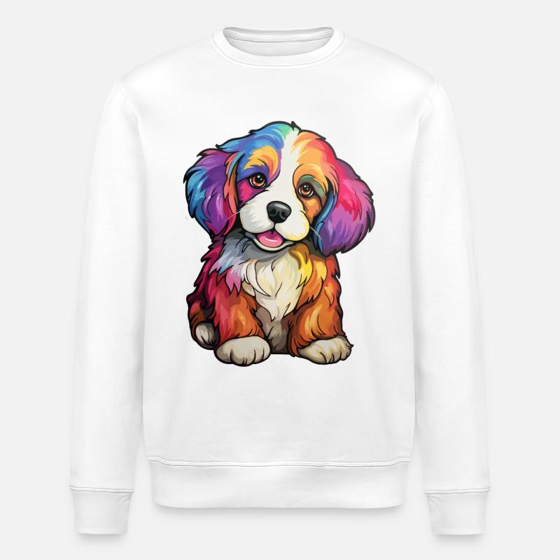 Welpe Hund Regenbogen - Stanley/Stella Unisex Bio-Sweatshirt ROLLER - Weiß