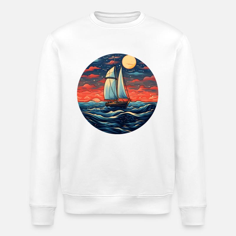 Segelschiff Seemann - Stanley/Stella Unisex Bio-Sweatshirt ROLLER - Weiß
