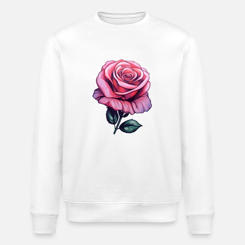 Rose Pastellfarbe Pink - Stanley/Stella Unisex Bio-Sweatshirt ROLLER - Weiß