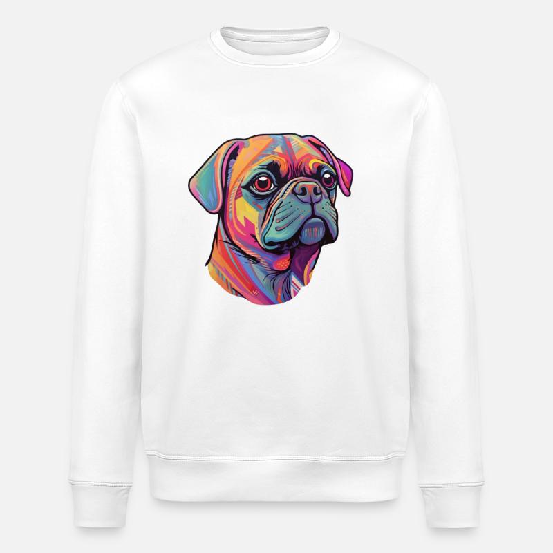 Pug head - Stanley/Stella ROLLER Unisex Organic Sweatshirt - white
