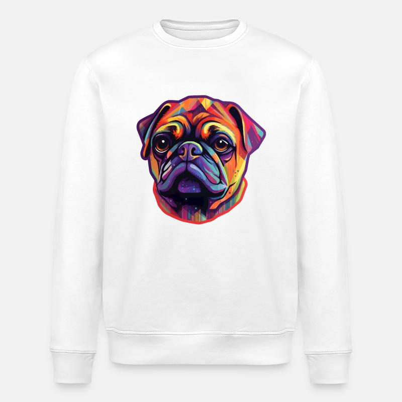 Mops Regenbogenfarben - Stanley/Stella Unisex Bio-Sweatshirt ROLLER - Weiß
