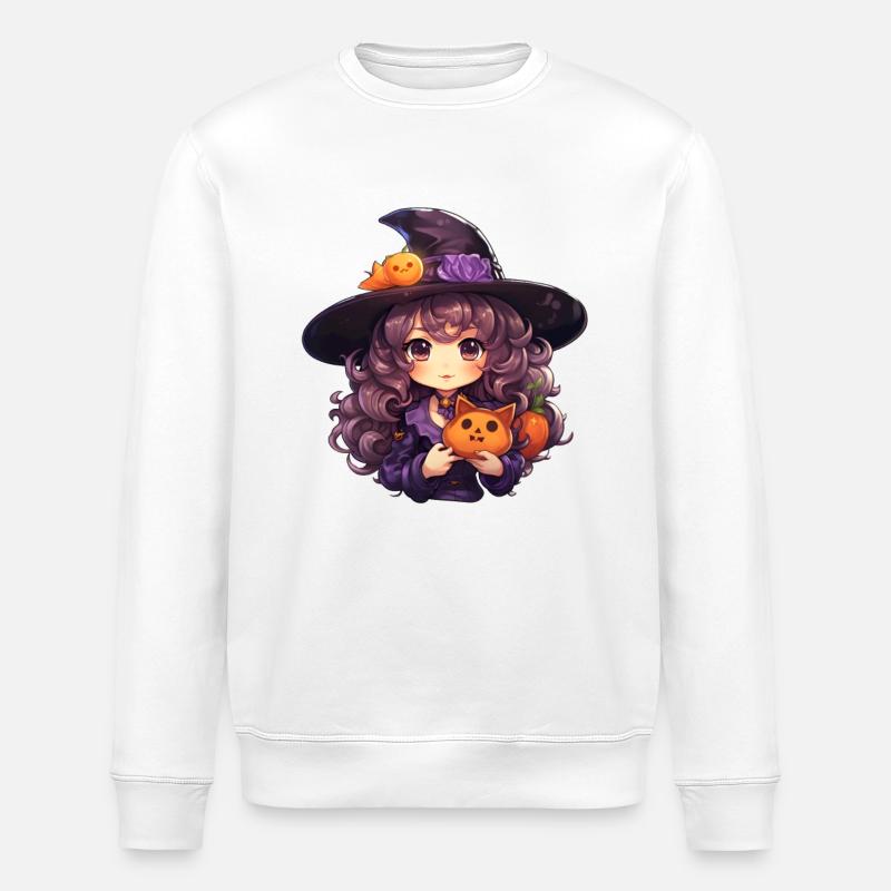 Kawaii Witch Halloween - Stanley/Stella ROLLER Unisex Organic Sweatshirt - white