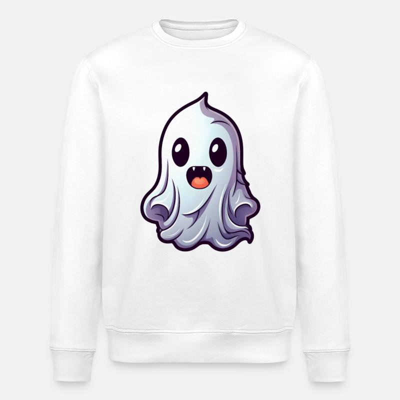 Cute Ghost Halloween - Stanley/Stella ROLLER Unisex Organic Sweatshirt - white