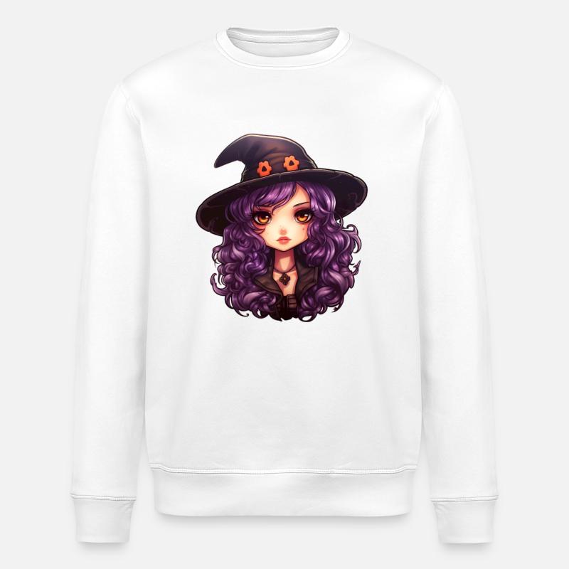 Halloween Kawaii Witch - Stanley/Stella ROLLER Unisex Organic Sweatshirt - white