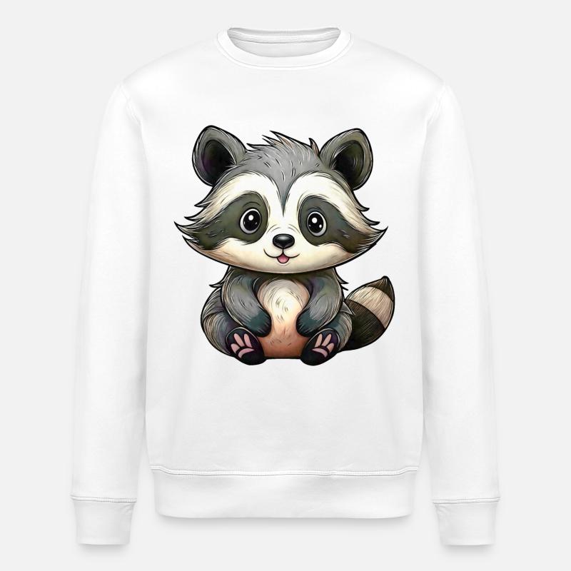 Kleiner Waschbär - Stanley/Stella Unisex Bio-Sweatshirt ROLLER - Weiß