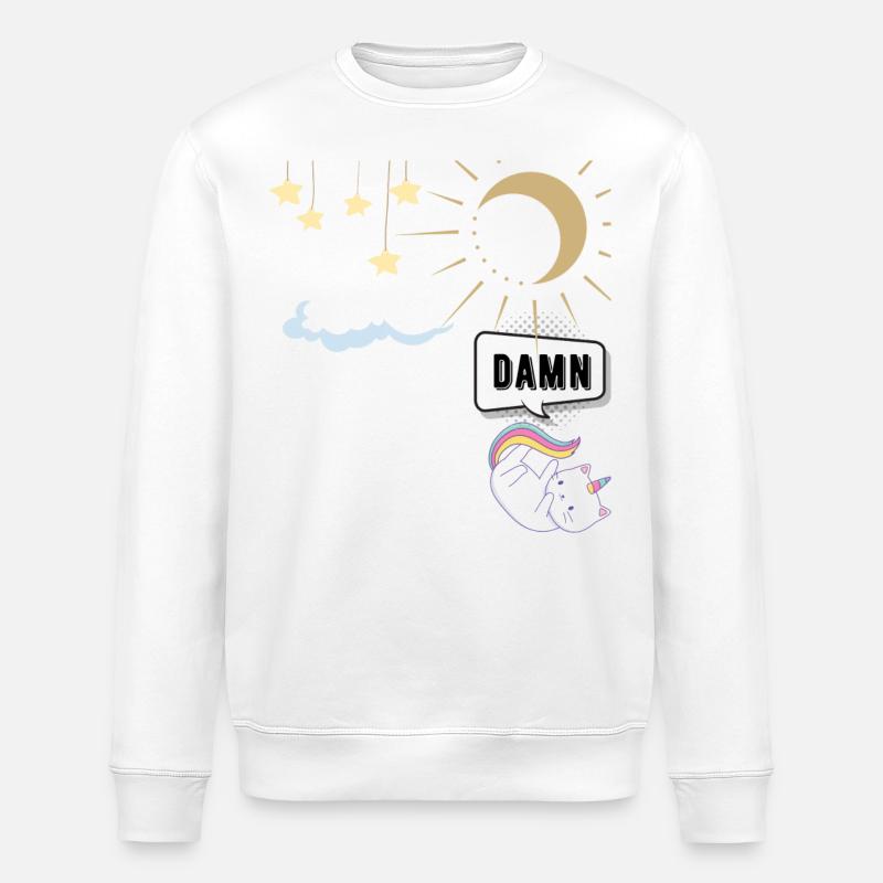damn katze - Stanley/Stella Unisex Bio-Sweatshirt ROLLER - Weiß