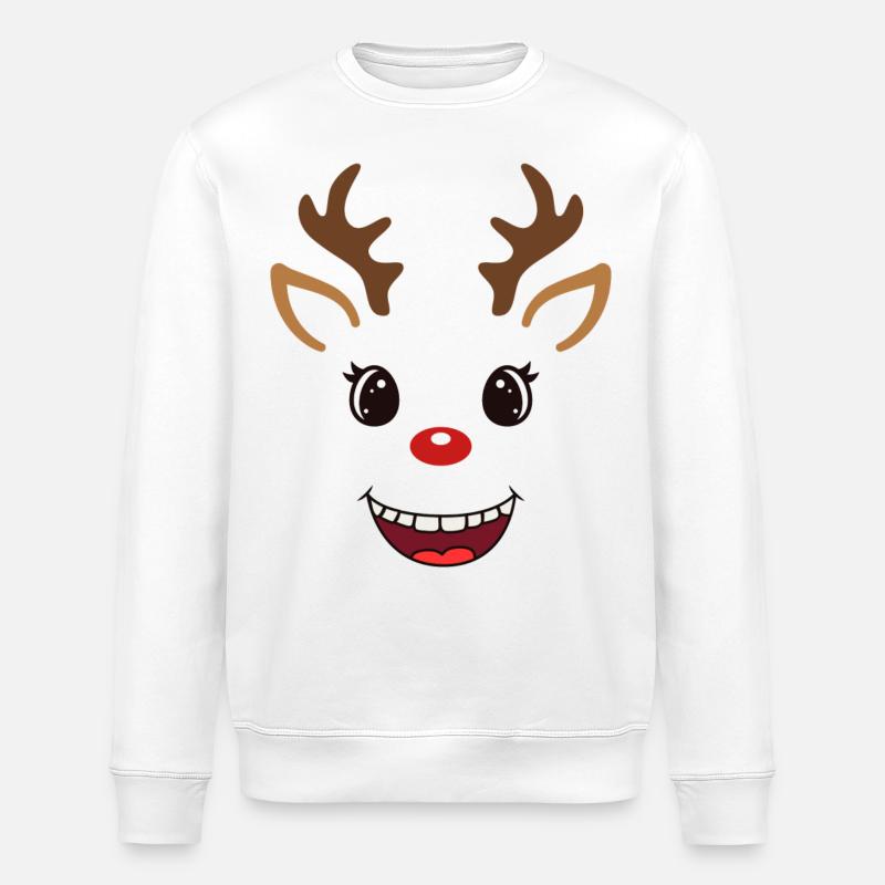 Reindeer Smile - Stanley/Stella ROLLER Unisex Organic Sweatshirt - white