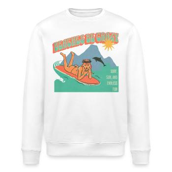 Lustiges Beaches Be Crazy Retro Sommer Motiv - Stanley/Stella Unisex Bio-Sweatshirt ROLLER - Weiß - Vorne - Nik (191cm)