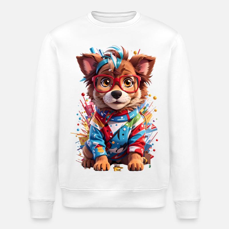 Chien 3D mignon - Sweat bio ROLLER Stanley/Stella Unisexe - blanc