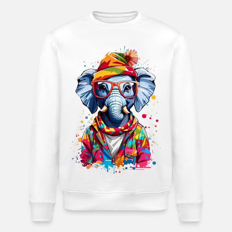 Éléphant cool - Sweat bio ROLLER Stanley/Stella Unisexe - blanc
